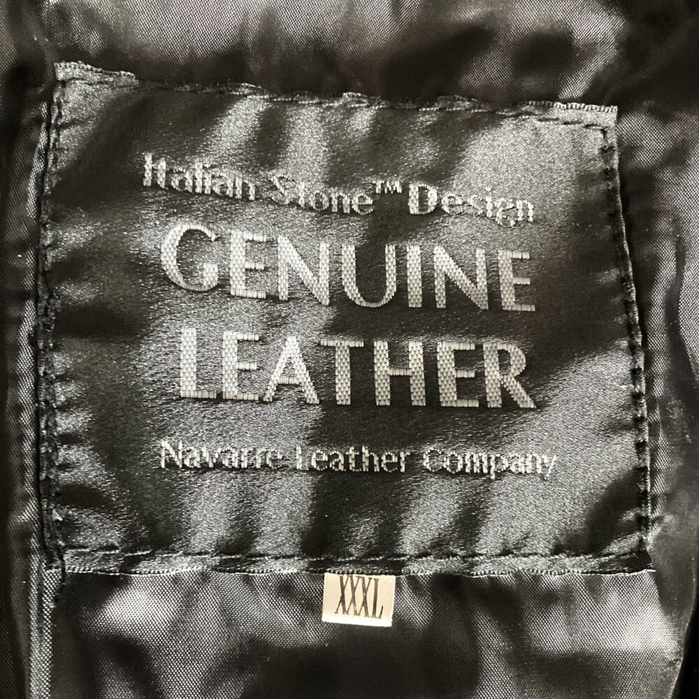 Vtg Italian Stone Design Genuine Leather Vest Black Patchwork Biker Western XXXL - Picture 5 of 8